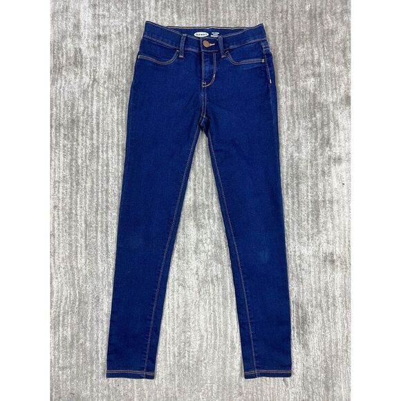 Old Navy Pants Girls 10 Blue‎ Adjustable Waist Skinny Dark Wash - Picture 1 of 12